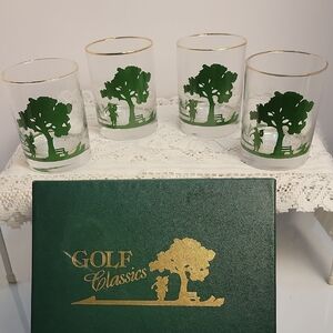 Golf Classics Green and Gold Glass Set